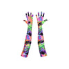 vibrant 80s graffiti print opera length spandex gloves with open palms