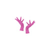 full view of wrist length heathered fuchsia jersey knit gloves