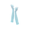 full view of opera length bejeweled aquamarine mesh luxury gloves