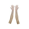 opera length bejeweled mocha silver metallic foil mesh luxury gloves with open palms