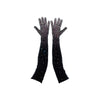 opera length bejeweled black velour luxury gloves with open palms