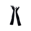 full view of opera length black crushed velour gloves