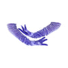 opera length purple velour spandex gloves accented with holographic dots with scooped arms
