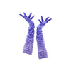 full view of opera length purple velour spandex gloves accented with holographic dots