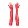 opera length red faux leather gloves with open palms