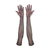 opera length black mesh gloves with gold glittery dots and open palms