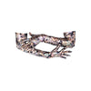 opera length colorful oil spill print spandex gloves with posed arms