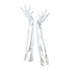 full view of opera length metallic silver vinyl gloves