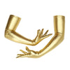 opera length metallic gold vinyl gloves with cradled arms