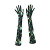top view of opera length gem print spandex gloves