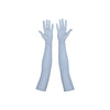 opera length silver reflective vinyl gloves with open palms no flash
