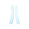 opera length silver reflective vinyl gloves with flash and open palms
