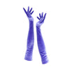 full view of opera length purple velour gloves