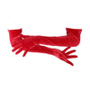opera length red velour gloves with crossed arms