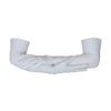 Opera length leather white gloves with three wrist buttons with arms crossed