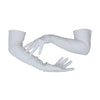 Opera length leather white gloves with three wrist buttons with scooped arms