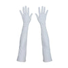 top view of opera length leather white gloves