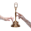 Opera length sheer tulle white gloves with gold trophy