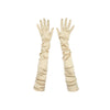 top view of opera length Italian satin gold gloves