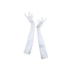 full view of opera length Italian satin white gloves