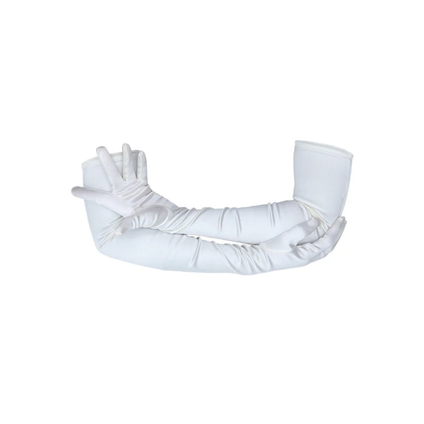 opera length Italian satin white gloveswith arms cradled