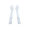 top view of opera length Italian satin white gloves