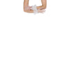 wrist length puffy white tulle gloves with accent white polka dots with folded arms