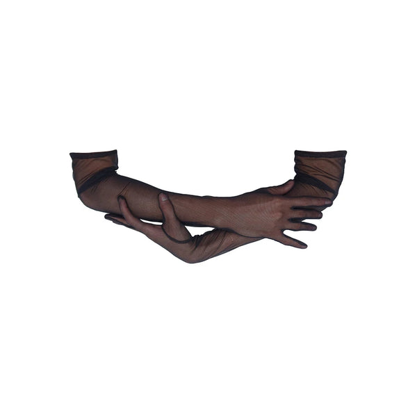 opera length black mesh gloves with ams folded