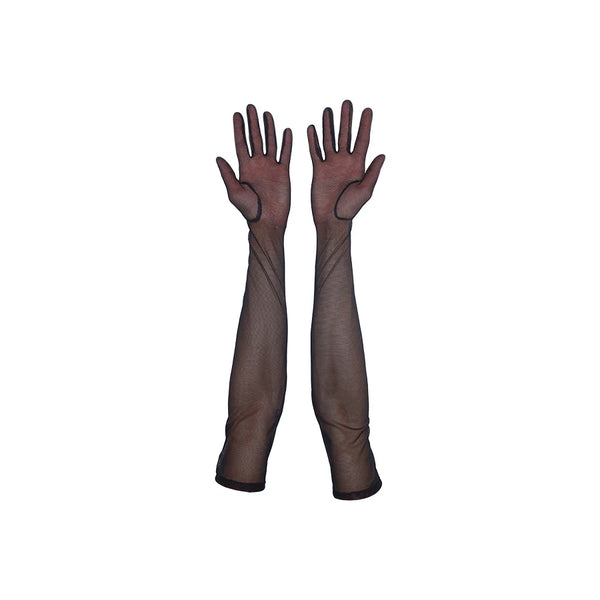 opera length black mesh gloves with open palms