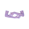 opera length orchid purple mesh gloves posed with arms crossed