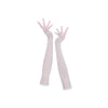 full view of opera length white mesh gloves