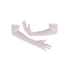 opera length white mesh gloves posed with scooped arms