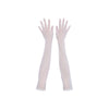 top view of opera length white mesh gloves