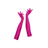 full view of opera length raspberry shimmery spandex gloves