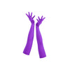 full view of opera length purple shimmery spandex gloves