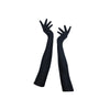 full view of opera length black shimmeryspandex gloves