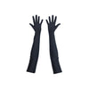 opera length black shimmery spandex gloves with open palms