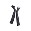 full view of luxury black leather gloves