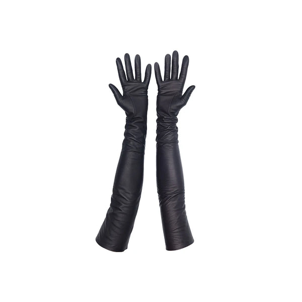 luxury black leather gloves with open palms