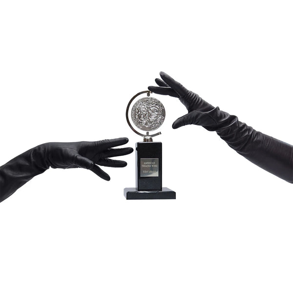 luxury black leather gloves reaching for a trophy