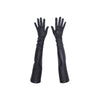 top view of luxury black leather gloves