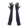 opera length satin black gloves with open palms