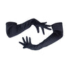 opera length satin black gloves with arms crossed