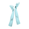 full view of opera length satin seafoam gloves