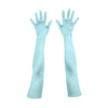 top view of opera length satin seafoam gloves