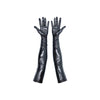 opera length vinyl black gloves with open palms