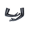 opera length vinyl black gloves with arms posed