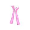 full view of opera length vinyl pink gloves