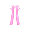 opera length vinyl pink gloves with open palms