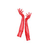 full view of opera length vinyl red gloves